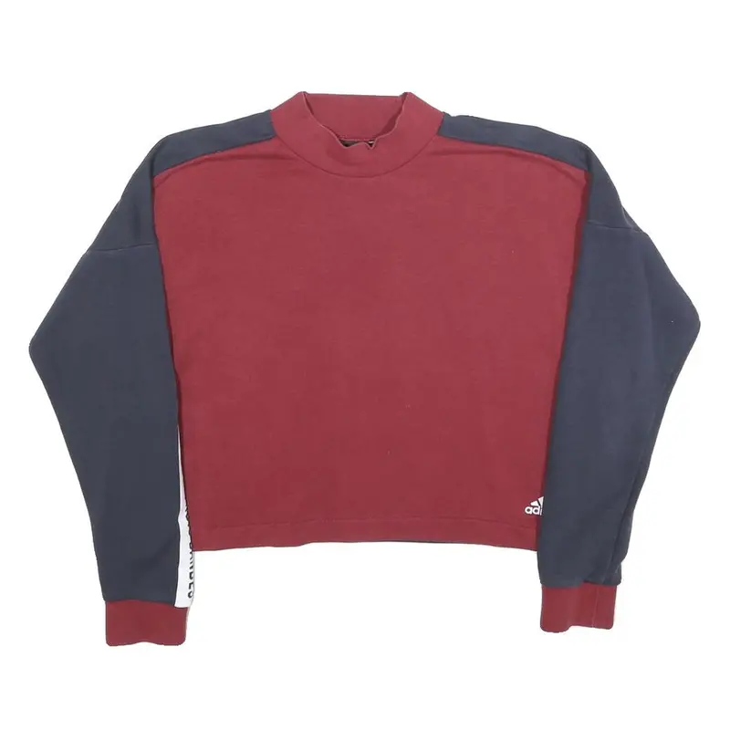 Adidas Womens Burgundy & Navy Sweatshirt Crew Neck S Three Stripes Logo 1