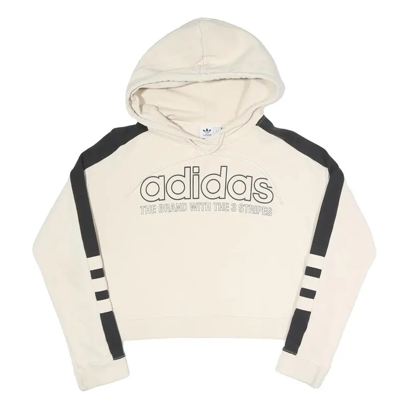 Adidas Womens Cream & Black Hoodie Uk 8 Cotton Blend Casual Sweatshirt 1