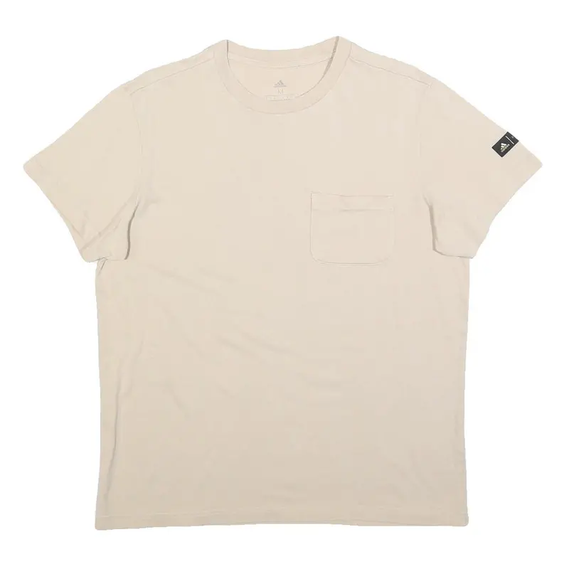 Adidas Womens Cream T-Shirt M Short Sleeve Crew Neck Pocket Floral Graphic 1