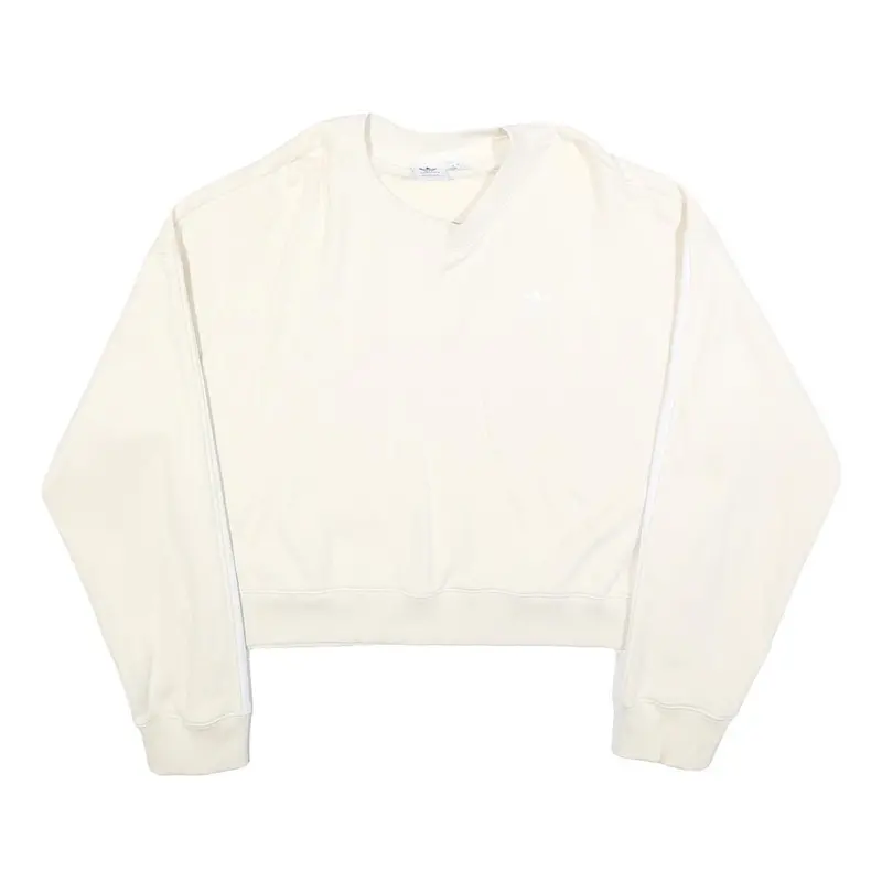 Adidas Womens Cream & White Crew Neck Uk 16 Sweatshirt Cotton Blend Casual 1
