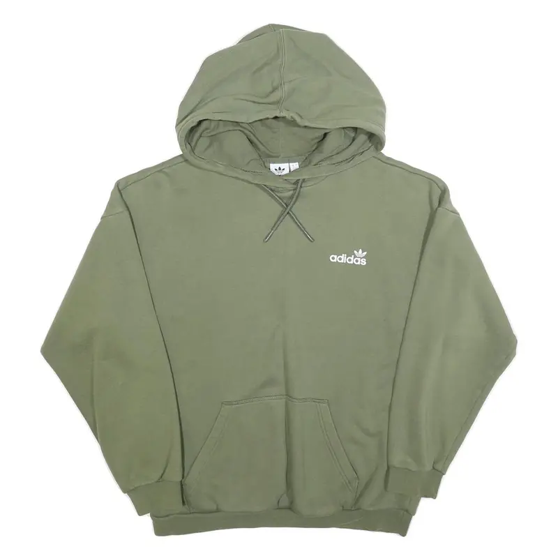 Adidas Womens Green Cotton Blend Pullover Hoodie Uk 12 Casual Sportswear 1