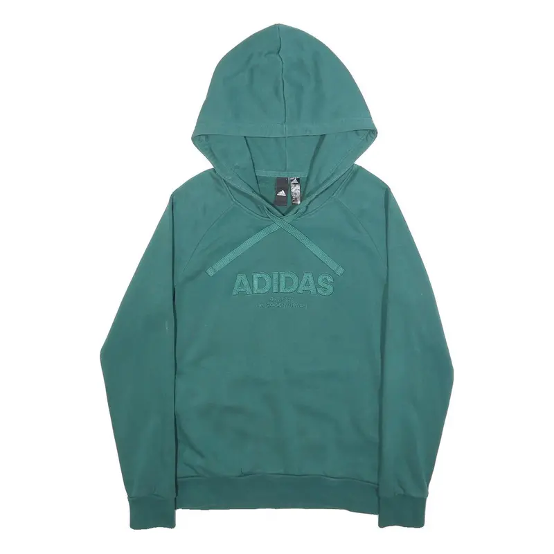 Adidas Womens Green Pullover Hoodie Xs Cotton Blend Casual Sweatshirt 1