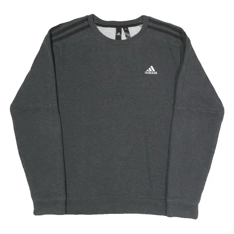 Adidas Womens Grey Cotton Blend Crew Neck Sweatshirt S Lightweight Pullover 1