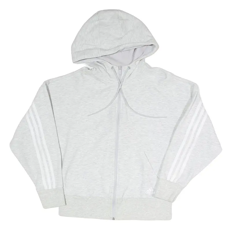 Adidas Womens Grey Full Zip Hoodie M Cotton Blend Casual Sportswear 1