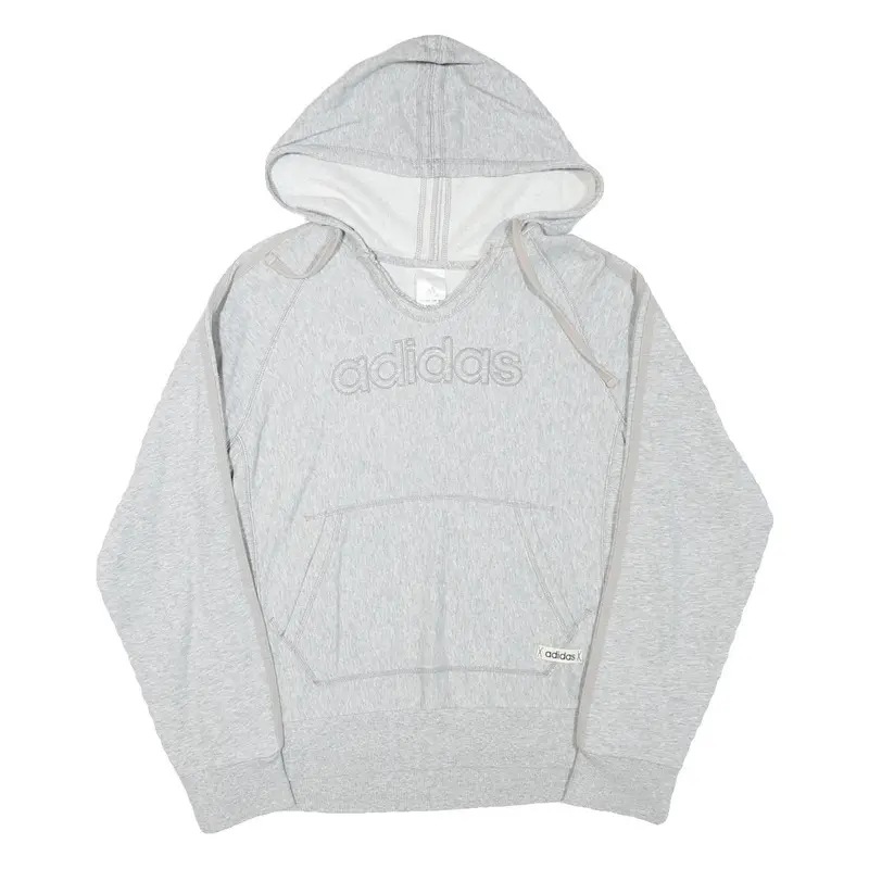 Adidas Womens Grey Hoodie L Cotton Blend Pullover Casual Lightweight Comfort 1