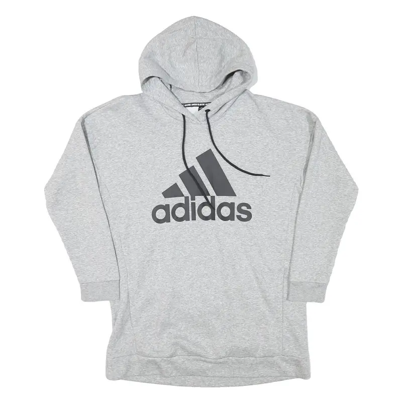 Adidas Womens Grey Hoodie L Cotton Blend Pullover Sports Casual Sweatshirt 1