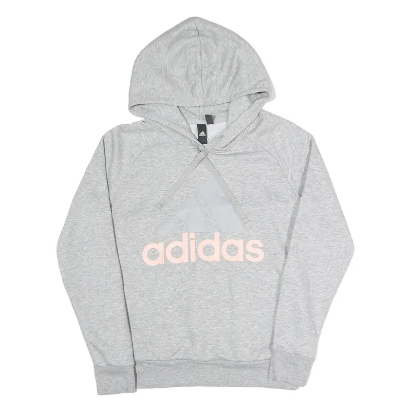Adidas Womens Grey Hoodie M Cotton Blend Pullover Casual Sweatshirt 1