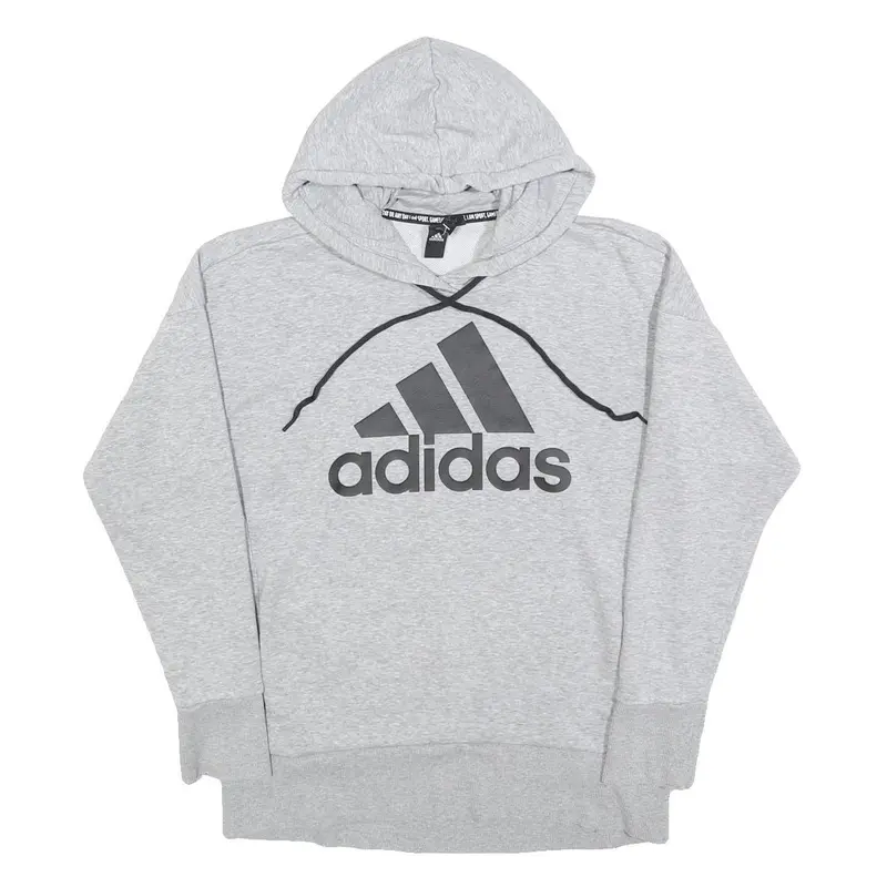 Adidas Womens Grey Hoodie S Cotton Blend Pullover Casual Sweatshirt 1