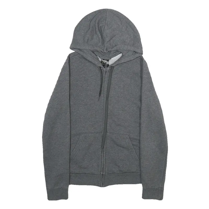 Adidas Womens Grey Hoodie S Zip Up Pink Logo Sleeve 1