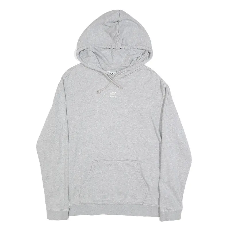 Adidas Womens Grey Hoodie Uk 18 Cotton Blend Pullover Casual Hooded Sweatshirt 1