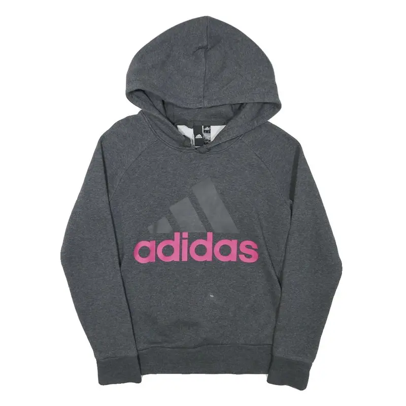 Adidas Womens Grey Hoodie Xs Cotton Blend Pullover Sports Casual Sweatshirt 1