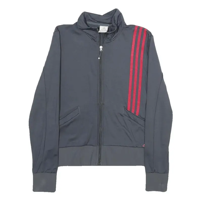 Adidas Womens Grey & Red Track Jacket Uk 14 Polyester Blend Athletic Zip 1