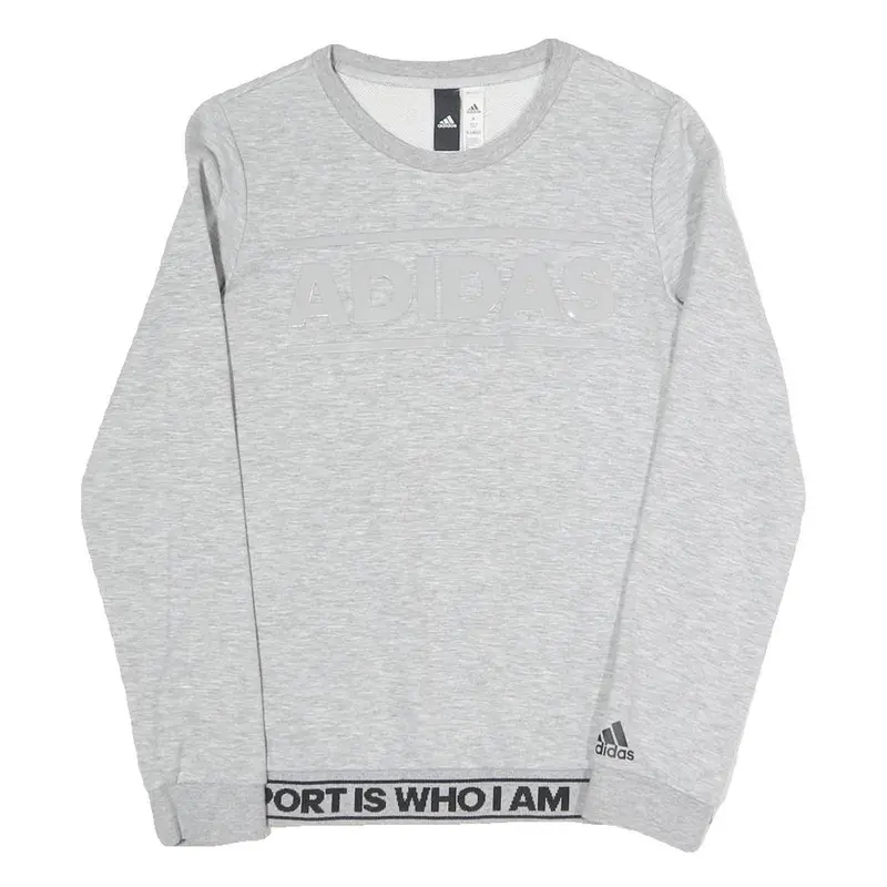 Adidas Womens Grey Sweatshirt Crew Neck S Sport Graphic Cotton Blend Pullover 1