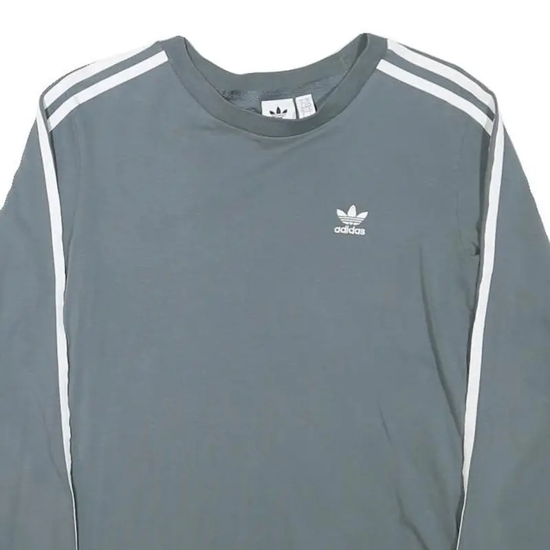 Adidas Womens Grey & White Long Sleeve Crew Neck T-Shirt Xs Sports Casual 2
