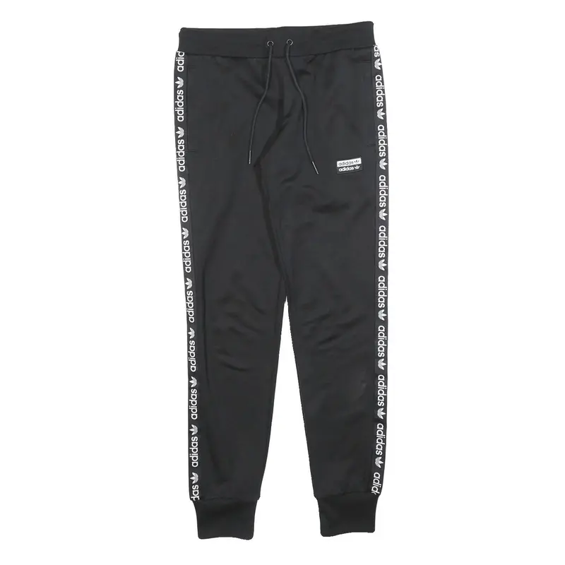 Adidas Womens Joggers Black & White Logo Tape Slim Tapered Uk 10 W28 L29 1