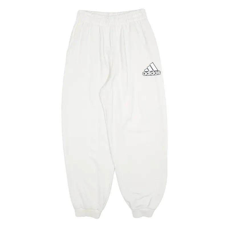 Adidas Womens Joggers White S W26 L26 Cotton Blend Logo Elastic Waist 1