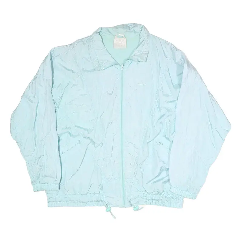 Adidas Womens Light Blue Jacket L Polyester Plain Zip Athletic Casual Sportswear 1