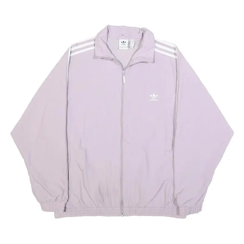Adidas Womens Lilac Zip Jacket Uk 18 Nylon Track Classic Casual Sportswear 1
