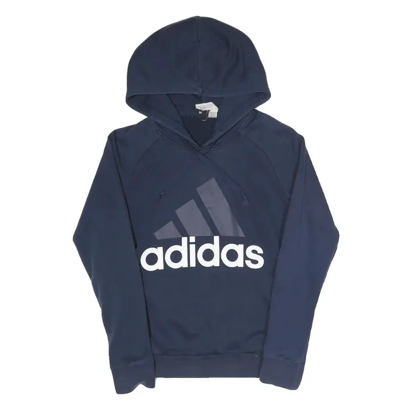 Adidas Womens Navy Blue Hoodie Xs Cotton Blend Pullover Casual Sportswear 1