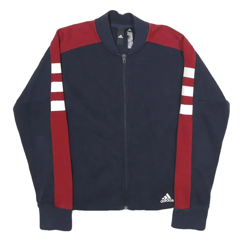Adidas Womens Navy Blue & Maroon Zip Jacket S Cotton Blend Sport Casual 1