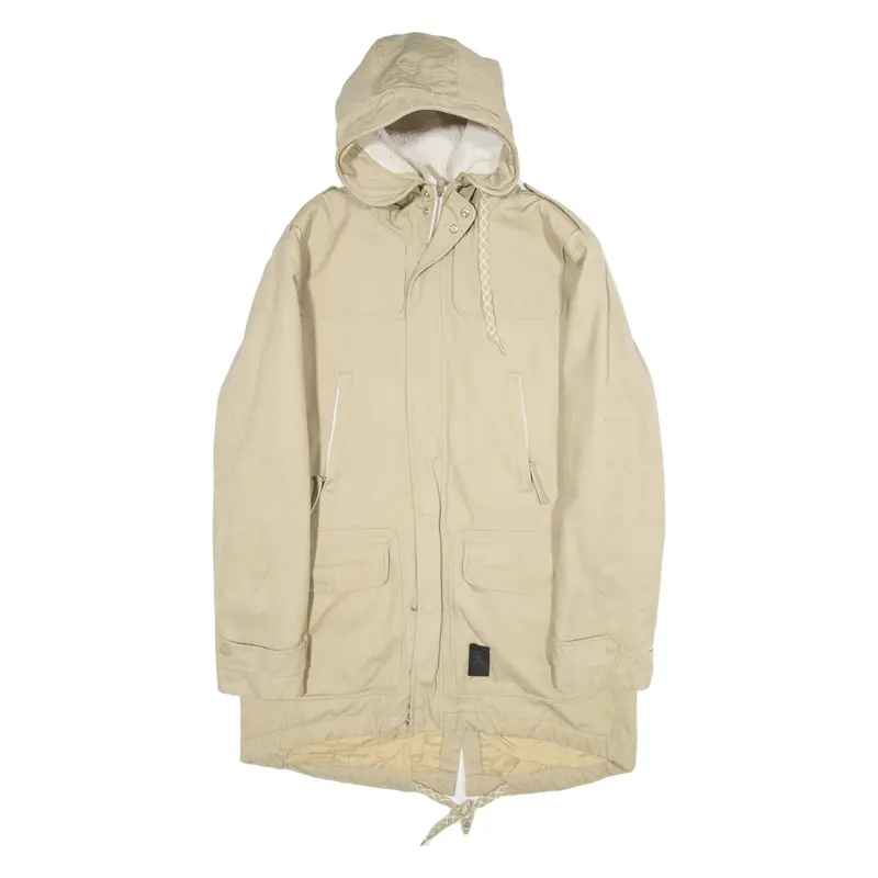 Adidas Womens Parka Jacket Beige Hooded L 1