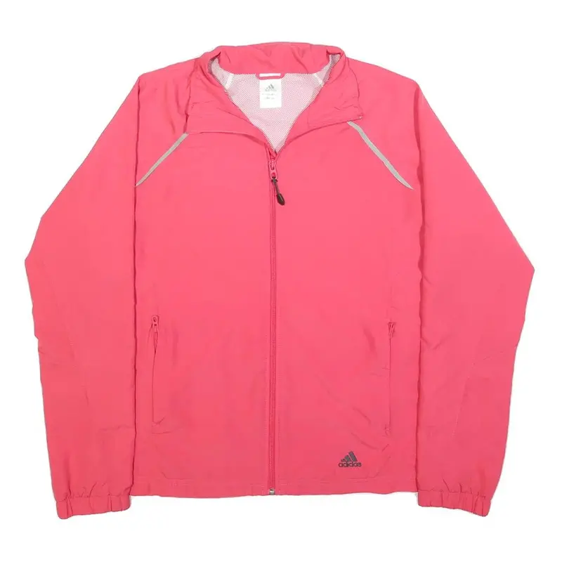 Adidas Womens Pink Jacket Uk 18 Polyester Zip Plain Sportswear Activewear 1