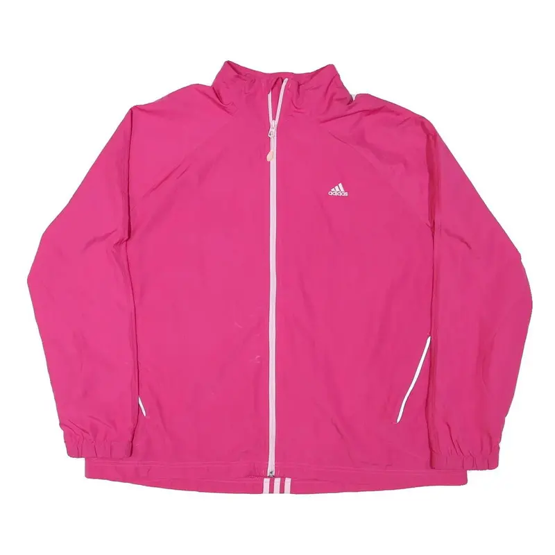 Adidas Womens Pink Sports Jacket 2Xl Polyester Blend Zip Athletic Casual 1
