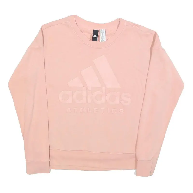 Adidas Womens Pink Sweatshirt Crew Neck S Cotton Blend Pullover Logo 1