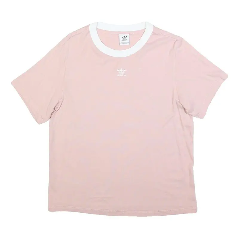 Adidas Womens Pink & White Graphic T-Shirt Uk 8 Short Sleeve Crew Neck Casual 1