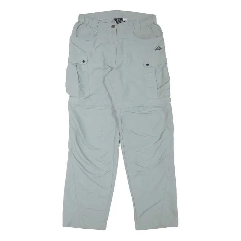 Adidas Womens Polyester Blend Light Grey Relaxed Cargo Trousers W28 L29 1
