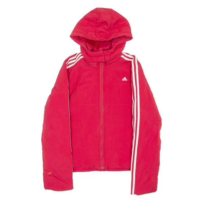 Adidas Womens Puffer Jacket Red Hooded Uk 14 1