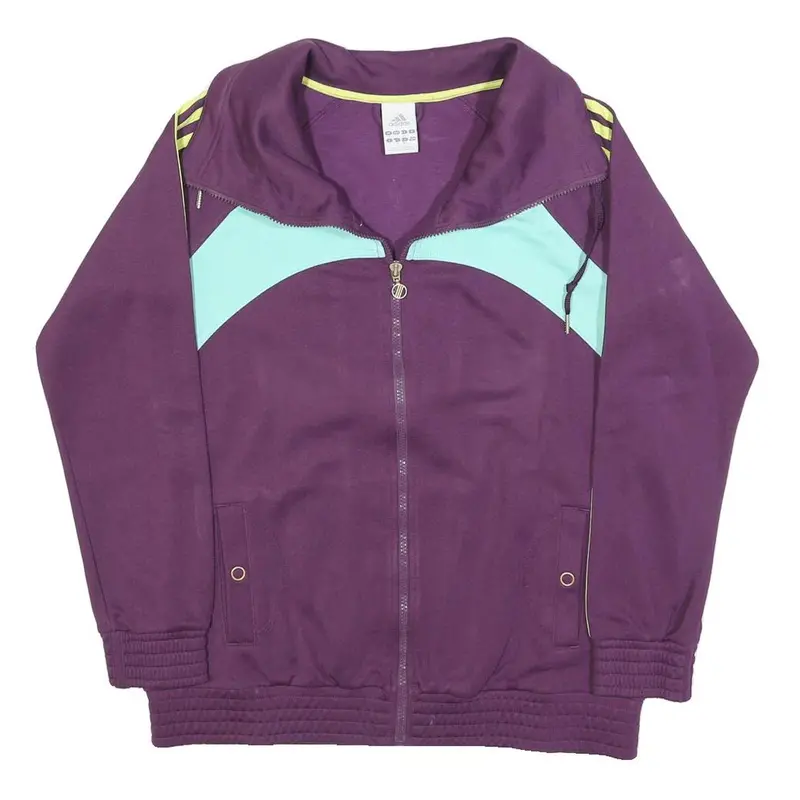 Adidas Womens Purple & Light Blue Track Jacket Uk 16 Polyester Zip Athletic 1