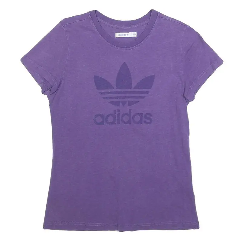Adidas Womens Purple T-Shirt Xs Short Sleeve Crew Neck Cotton Blend Casual Logo 1