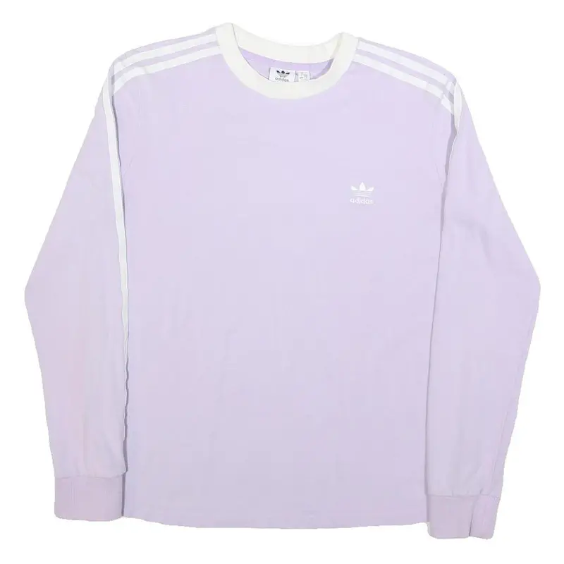 Adidas Womens Purple & White Long Sleeve Crew Neck T-Shirt Uk 18 Casual Cotton 1