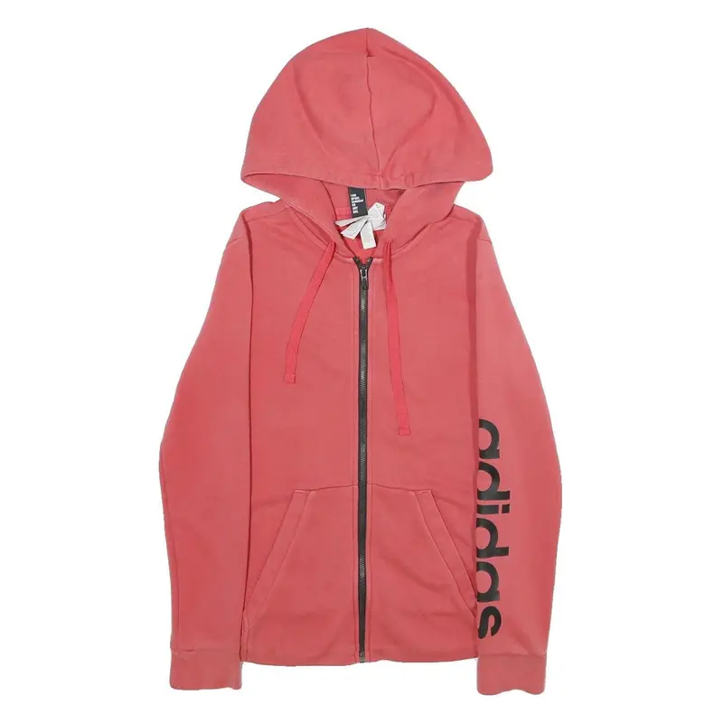 Adidas Womens Red Full Zip Hoodie Xs Logo Print Cotton Blend Casual 1