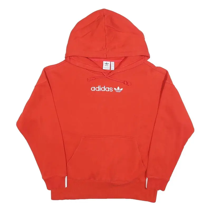 Adidas Womens Red Hoodie Uk 10 Cotton Blend Casual Comfort Drawstring Hooded 1