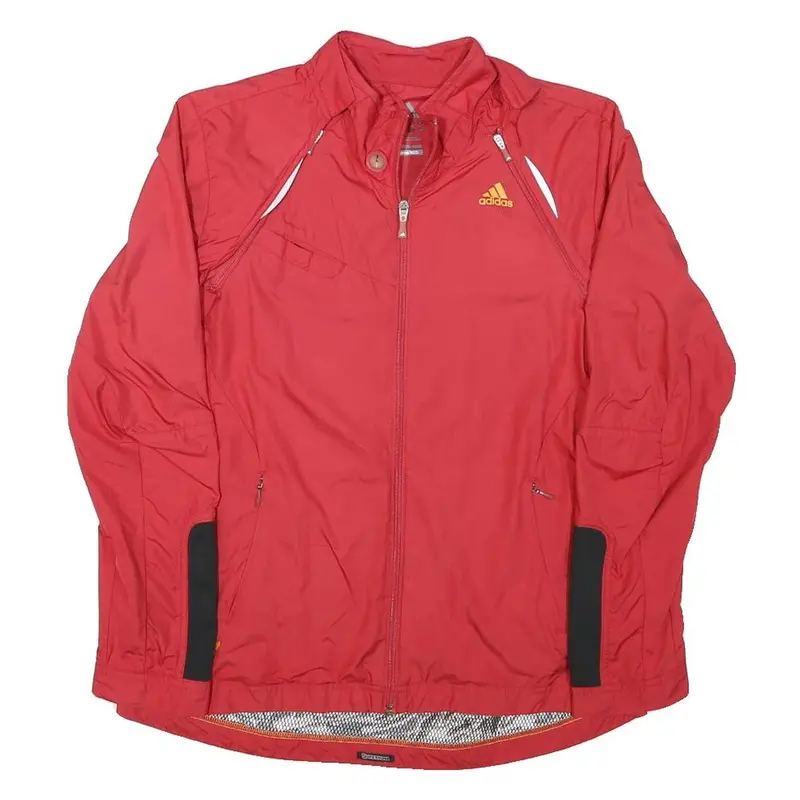 Adidas Womens Red Polyester Blend Jacket S Plain Zip Casual Lightweight 1