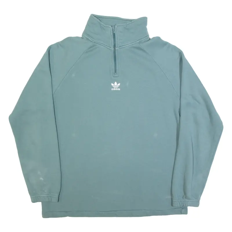 Adidas Womens Sweatshirt Green 1/4 Zip L 1