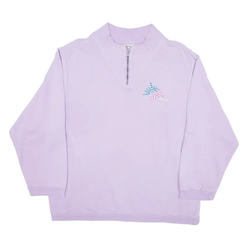 Adidas Womens T-Shirt Purple Long Sleeve 1/4 Zip L 1