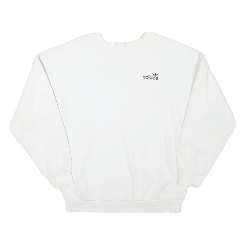 Adidas Womens White Cotton Blend Crew Neck Uk 10 Sweatshirt Casual Pullover 1