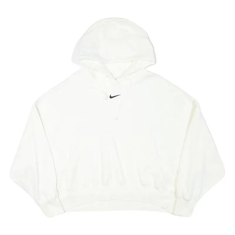 Adidas Womens White Cotton Blend Hoodie L Casual Pullover Oversized Fit 1