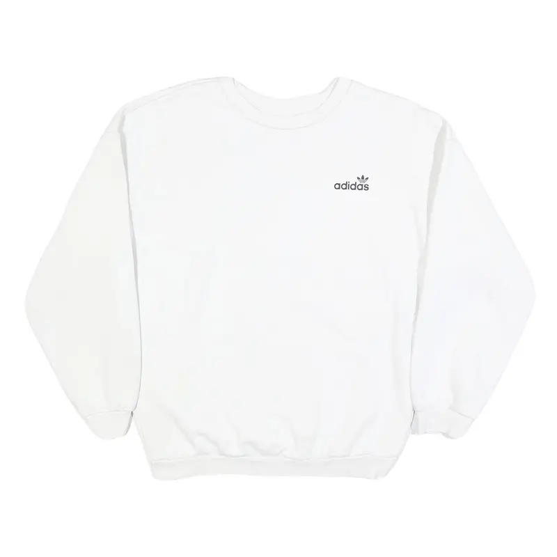 Adidas Womens White Crew Neck Uk 10 Cotton Blend Sweatshirt Casual 1