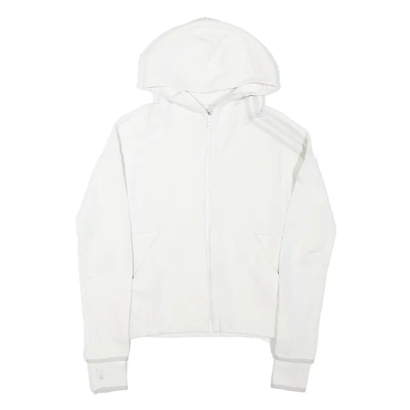 Adidas Womens White Full Zip Hoodie Xs Cotton Blend Casual Zip Jacket 1