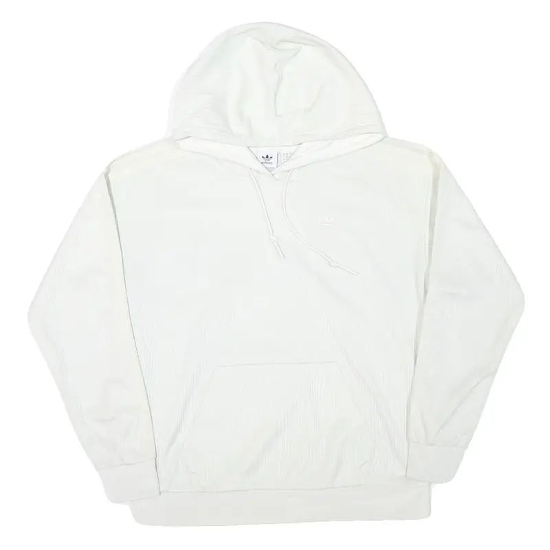Adidas Womens White Hoodie Uk 6 Cotton Blend Casual Pullover Sweatshirt 1