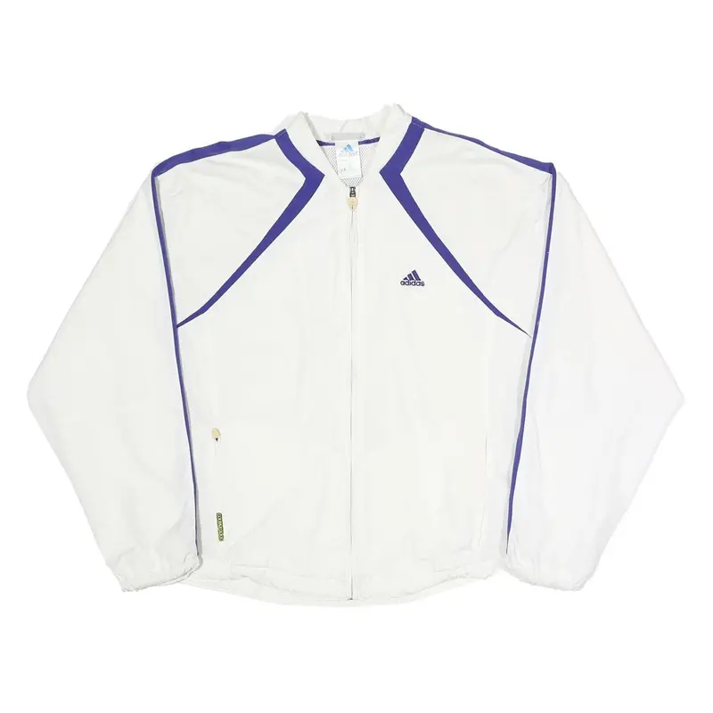 Adidas Womens White & Purple Sports Zip Jacket Uk 14 Polyester Blend Track Top 1
