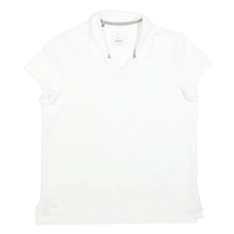 Adidas Womens White Short Sleeve Plain Polo Shirt S Cotton Blend Sport 1