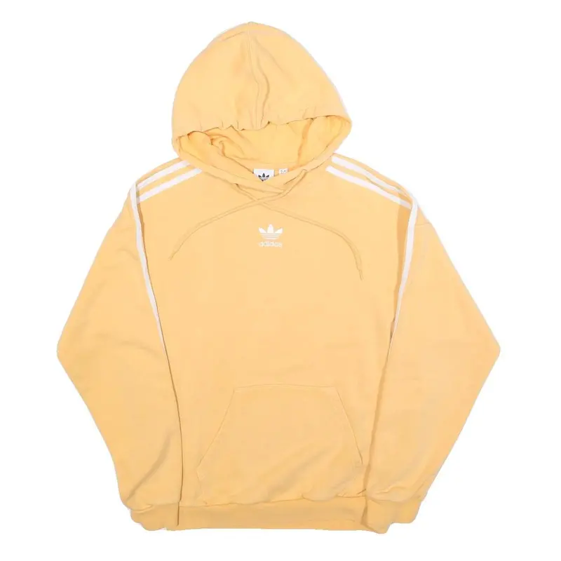 Adidas Womens Yellow Hoodie Uk 4 Cotton Blend Pullover Drawstring Hood 1