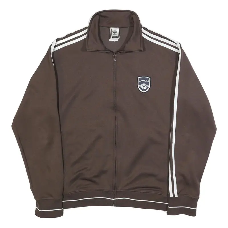 Adidas World Cup 2006 Hamburg Mens Brown & White Track Jacket L Polyester Zip 1