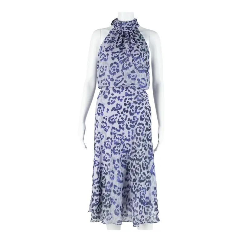 Adrianna Papell Womens Day Dress Purple Animal Print Sleeveless Midi Uk 4 1