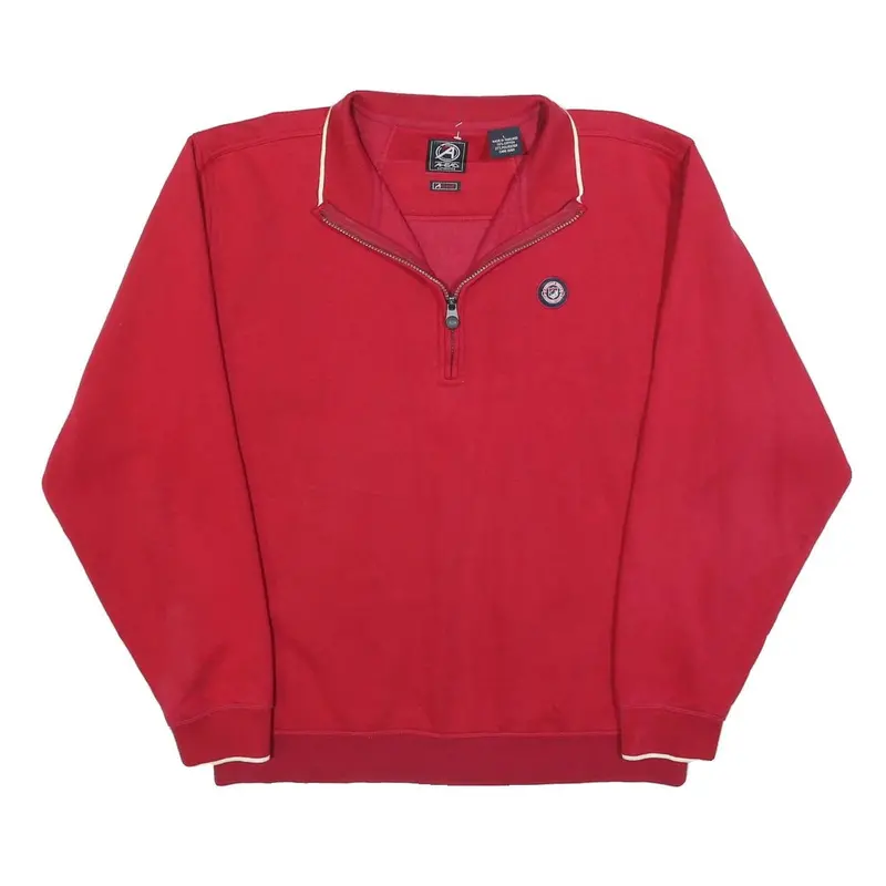 Ahead Mens Red 1/4 Zip Sweatshirt L Cotton Blend Casual Pullover 1